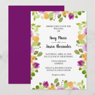 Invitation Elégante aquarelle florale violette