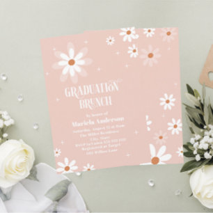 Invitation Elégante aquarelle Flovers de marguerite Graduatio
