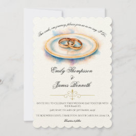 Invitation Elégante aquarelle Golden Rose Mariage Cercles