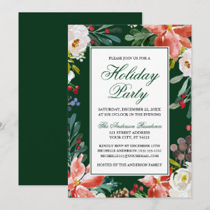 Invitation Elégante aquarelle Hiver Fête Florale