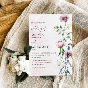 Invitation Elégante aquarelle jardin fleurs Mariage