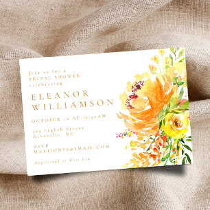 Invitation Elégante aquarelle jaune Fête des mariées florale