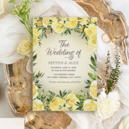 Invitation Elégante Aquarelle Jaune Parties scintillant or Fl