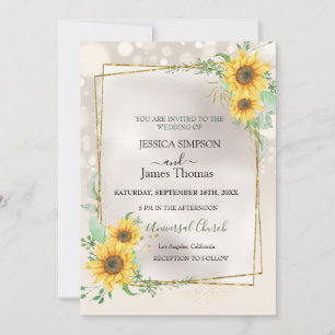 Invitation Elégante Aquarelle Jaune Sunflower Sunny
