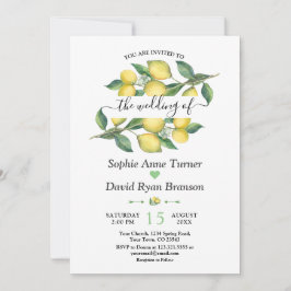 Invitation Elégante aquarelle Lemon Mariage méditerranéen