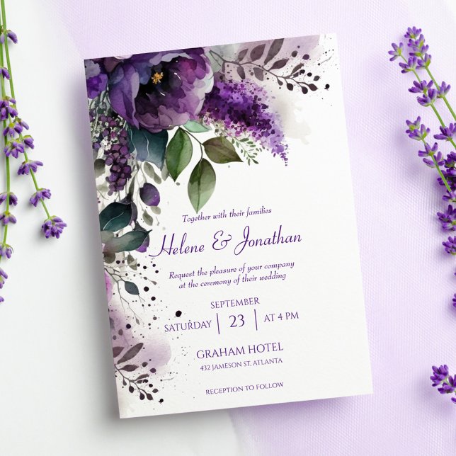 Invitation Elégante aquarelle moderne Floral Spring Wedding (Modern Elegant Watercolor Floral Spring Wedding Invitation)