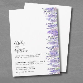 Invitation Elégante aquarelle moderne Mariage floral violet