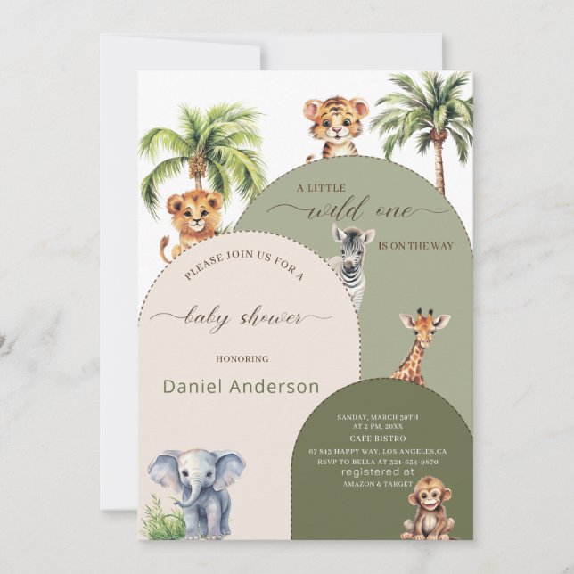 Invitation Elégante aquarelle moderne Wild un Baby shower (Devant)