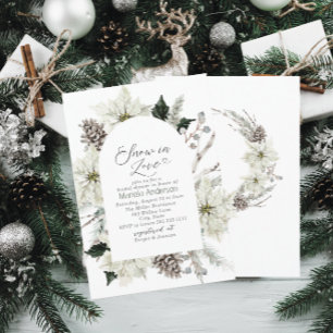 Invitation Elégante aquarelle neige en amour Fête des mariées