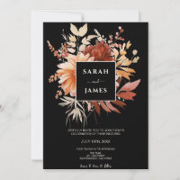 Elégante aquarelle noir Mariage de automne floral