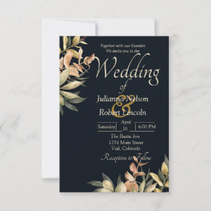 Invitation Elégante aquarelle orange sur invité mariage noir