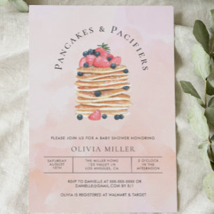 Invitation Elégante aquarelle Pancakes Brunch & Baby shower