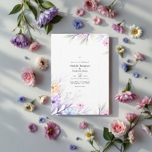 Invitation Elégante Aquarelle Pastel Charme Mariage floral