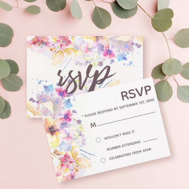 Invitation Elégante aquarelle Pastel Floral | RSVP (Créateur téléchargé)