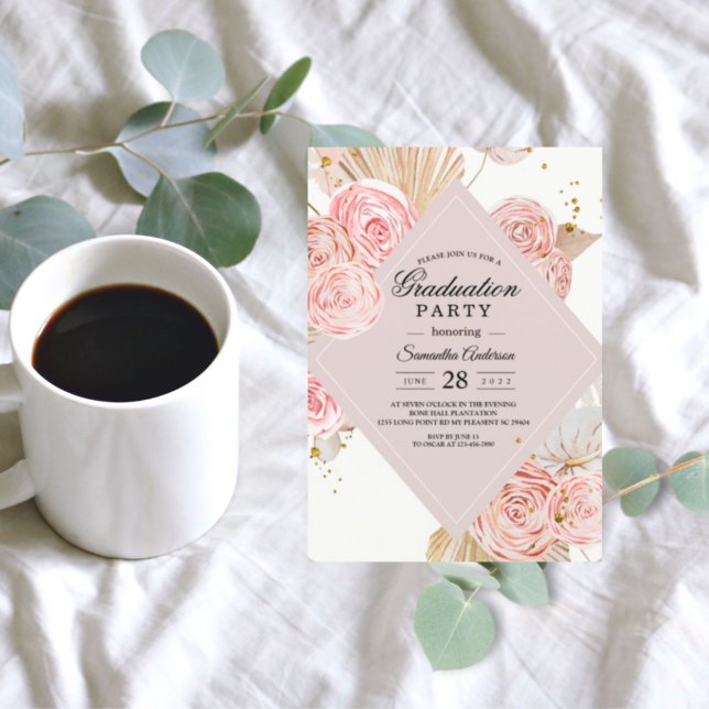 Invitation Elégante aquarelle rose et violet cadre floral (Créateur téléchargé)