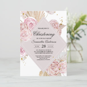 Invitation Elégante aquarelle rose et violet cadre floral