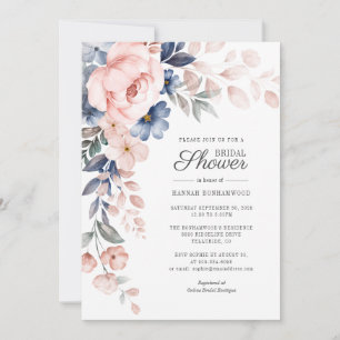 Invitation Elégante aquarelle rose Fête des mariées florale