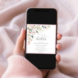 Invitation Elégante aquarelle rose Fête des mariées florale