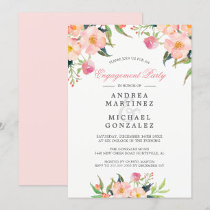 Invitation Elégante Aquarelle rose Floral