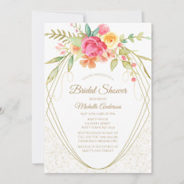 Invitation Elégante aquarelle rose or Fête des mariées floral