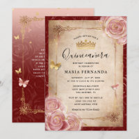 Elégante aquarelle rose Rose or Quinceanera