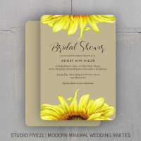 Élégante aquarelle Sunflower Wedding shower kaki