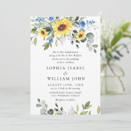 Invitation Elégante aquarelle tournesol Eucalyptus Mariage