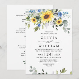 Invitation Elégante aquarelle tournesol Eucalyptus Mariage