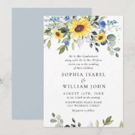 Invitation Elégante aquarelle tournesol Eucalyptus Mariage