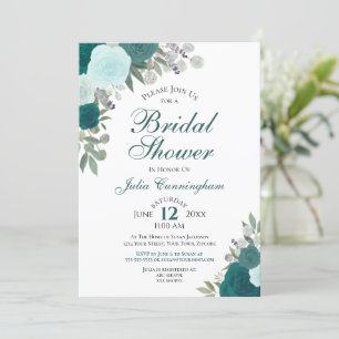 Invitation Elégante aquarelle Turquoise Aqua Fête des mariées