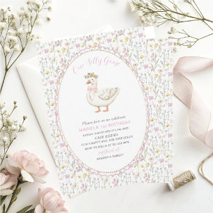 Invitation Elégante aquarelle Un 1er anniversaire oie bête G
