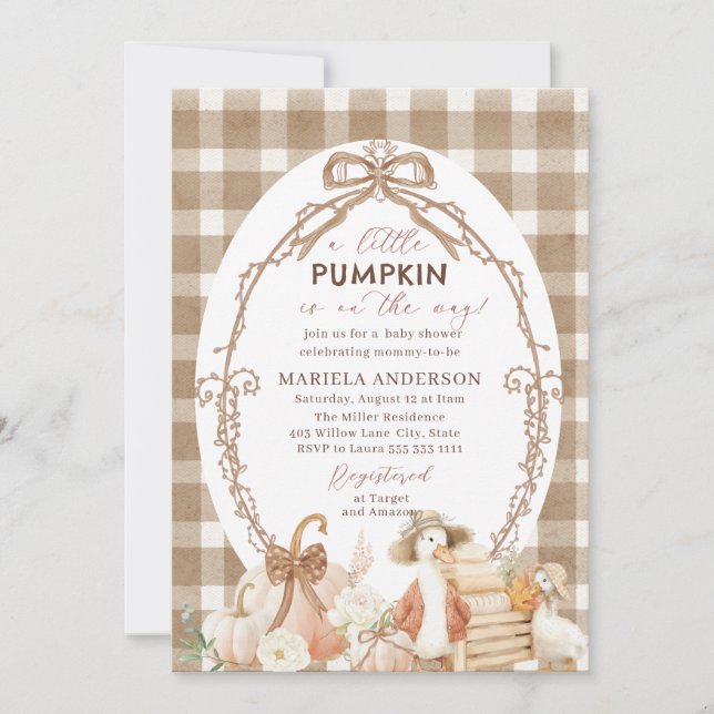 Invitation Elégante aquarelle Un petit citrouille est Invitat (Devant)