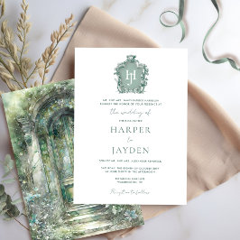 Invitation Elégante Aquarelle verte intemporelle Mariage Mono