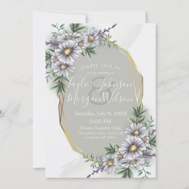 Invitation Elégante Aquarelle violet Floral Mariage Invitatia (Devant)