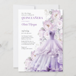Invitation Elégante aquarelle violet poussiéreux robe formell