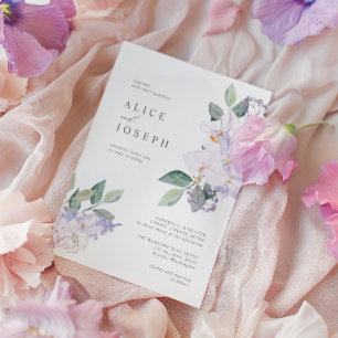 Invitation Elégante Aquarelle violette Fleurs et verdure