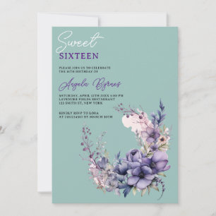 Invitation Elégante Aquarelle violette Florale Wreath Sweet 1