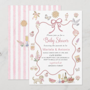 Invitation Elégante aquarelle Whimsical Summer Doodles Baby