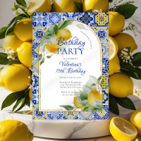 Elégante Arc Bleu Italien Carreaux Citrons Anniver