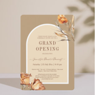Invitation Elégante Arche Retro Flower Business Grand Ouvertu