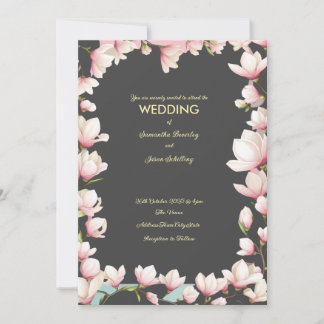 Invitation élégante avec fond sombre et bordure fl