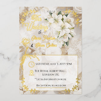 Invitation élégante avec motif floral et feuille m