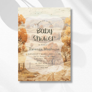 Invitation Élégante Baby Shower Aquarelle Forêt d'Automne