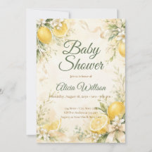 Élégante Baby Shower Botanique au Citron