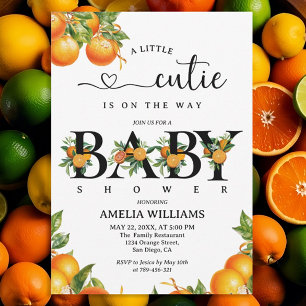 Invitation Élégante Baby Shower Citron Orange pour Bébé