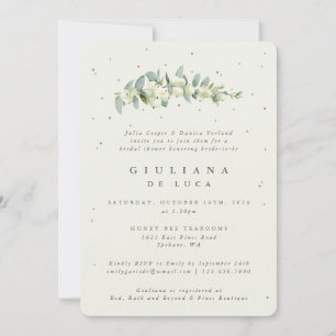 Invitation Élégante Baby Shower Crème de neige+Eucalyptus