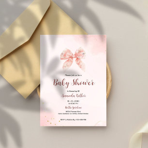 Invitation Élégante Baby shower de boue rose