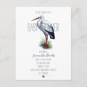 Invitation élégante Baby shower de cigogne