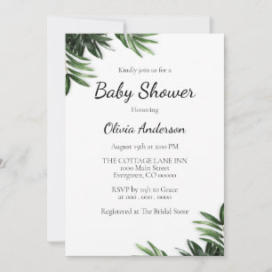 Invitation Élégante Baby shower feuille