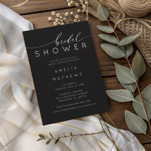 Invitation Élégante Baby Shower Mariage Noir et Blanc